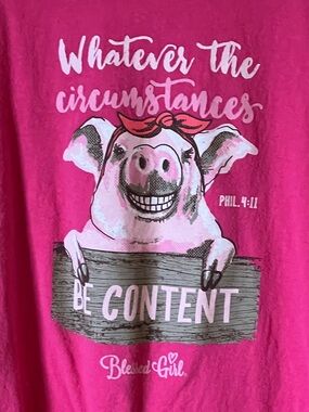 Blessed Girl Tshirt size XLarge Smiling Pig Pink